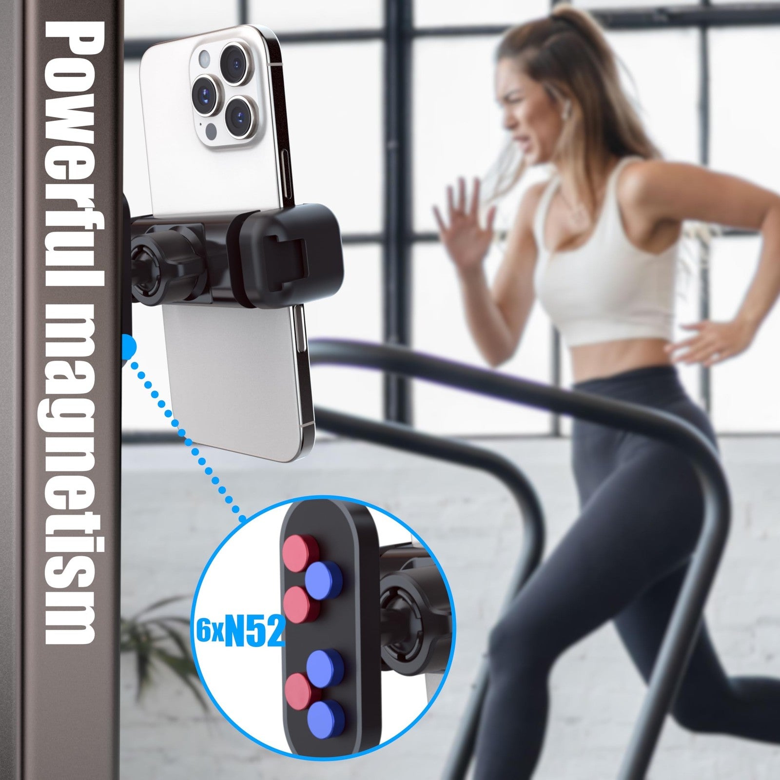 Gym Magnetic Phone Holder Mount,Magnetic Cell Phone Holder for Gym,360 Degree...